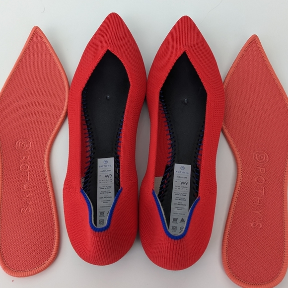 ♥️NWOT Rothy's The Point Flame Red Woman's Flat Shoes♥️ - Picture 4 of 16